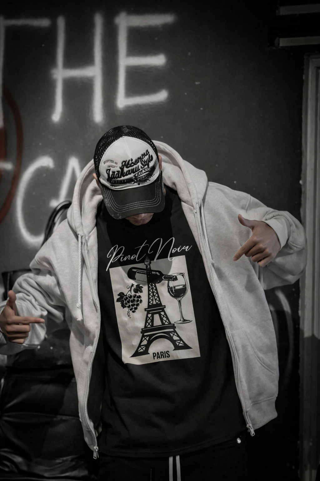 Paris Wine Tee — "Pinot Noir" Eiffel Tower Wine Glass T-Shirt | Premium Streetwear