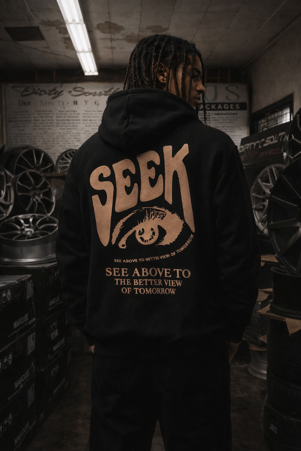 SEEK Eye Graphic Hoodie — Inspirational Vision Fleece Pullover | Premium Streetwear