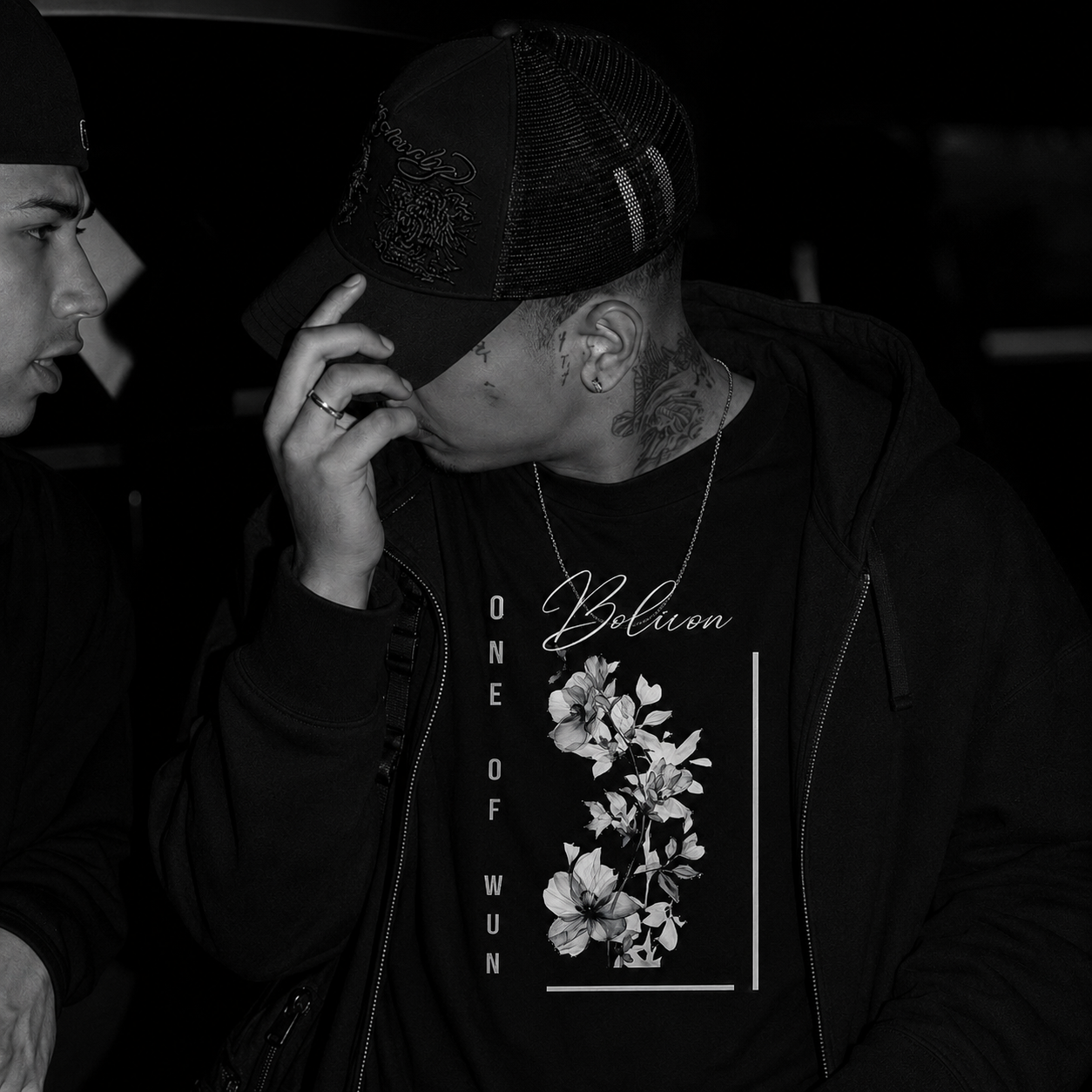 Bolivon Exclusive Floral Serenity Tee — Monochrome Botanical Graphic T-Shirt | Premium Streetwear
