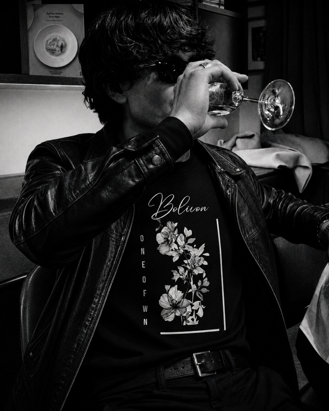 Bolivon Exclusive Floral Serenity Tee — Monochrome Botanical Graphic T-Shirt | Premium Streetwear