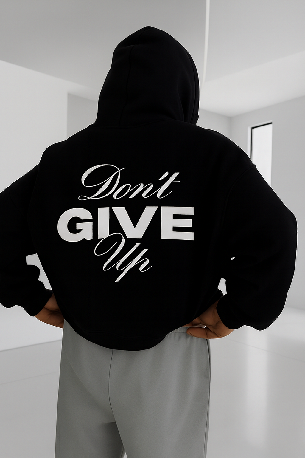 Don't Give Up Hoodie — Motivational Graphic Pullover | Premium Streetwear