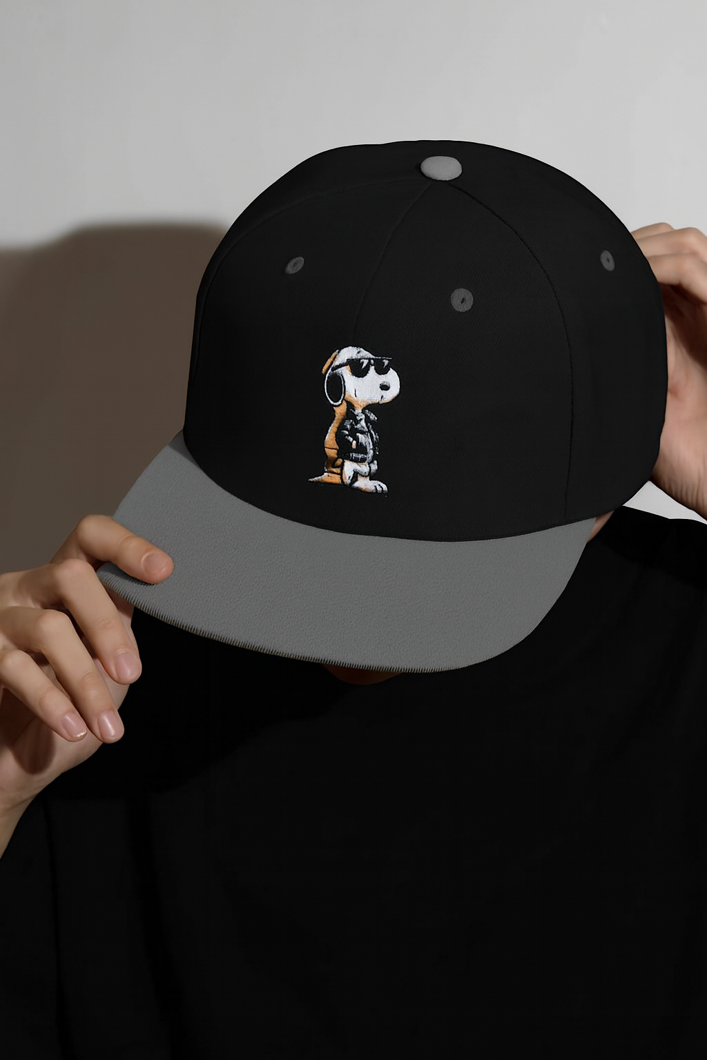 Embroidered Snoopy Snapback — Retro Dog Design Baseball Hat | Premium Streetwear