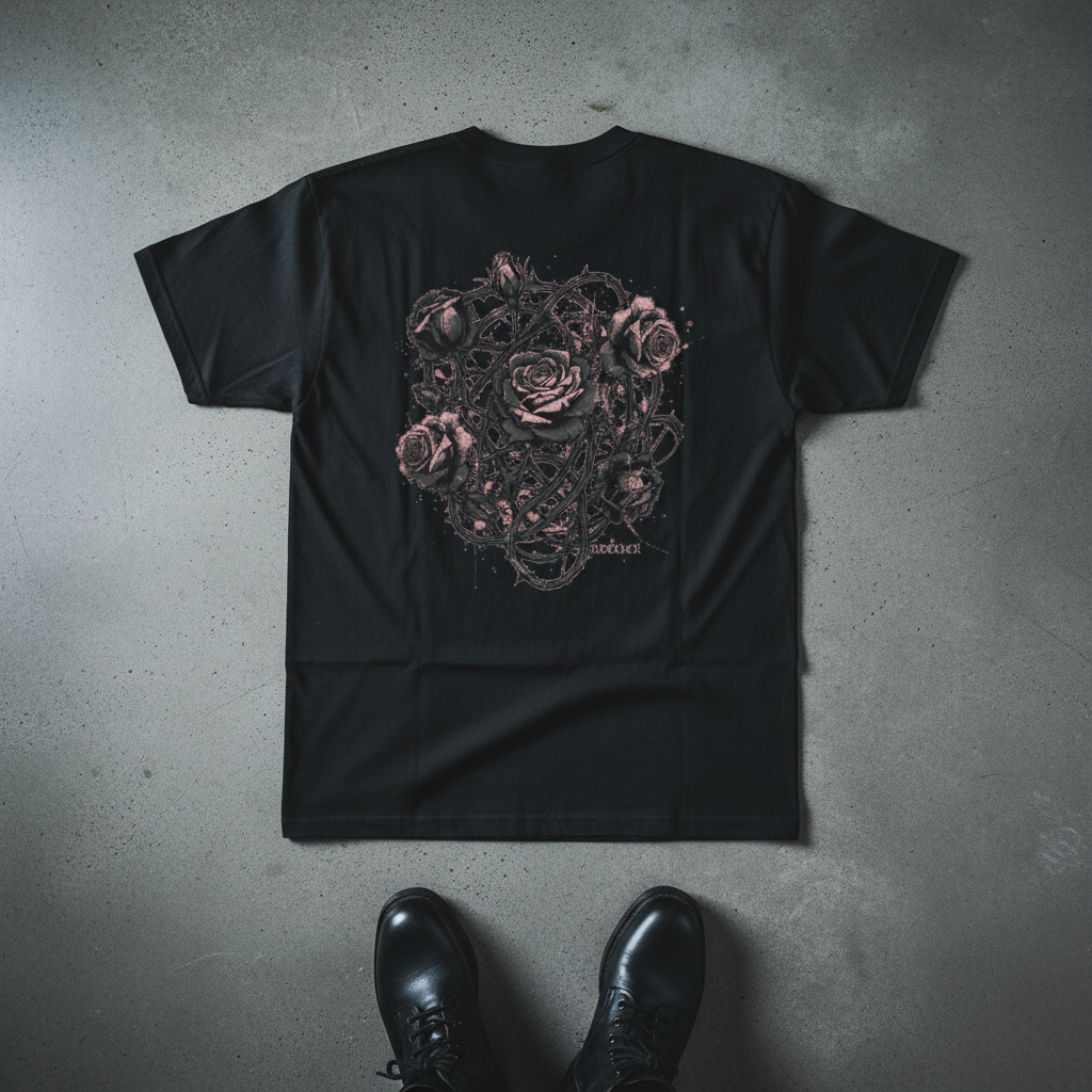 Twisted Rose Tee - Flat Lay with Exact Design